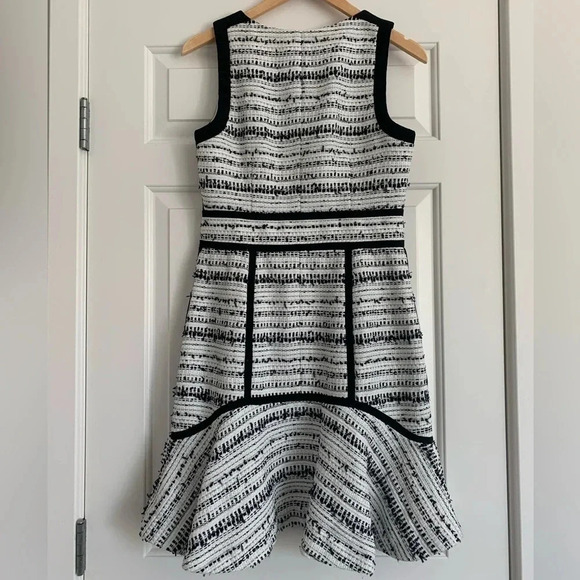 Rebecca Taylor Raffia Tweed Full Front Zip Dress - White/Black - Size 8 - EUC - Picture 5 of 9
